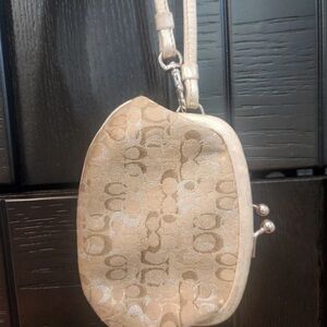 Coach Beige Signature Wristlet